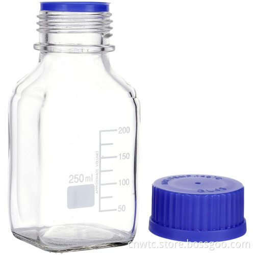 Clear Brown Glass Reagent Bottle with Wide Mouth and Ground Stopper